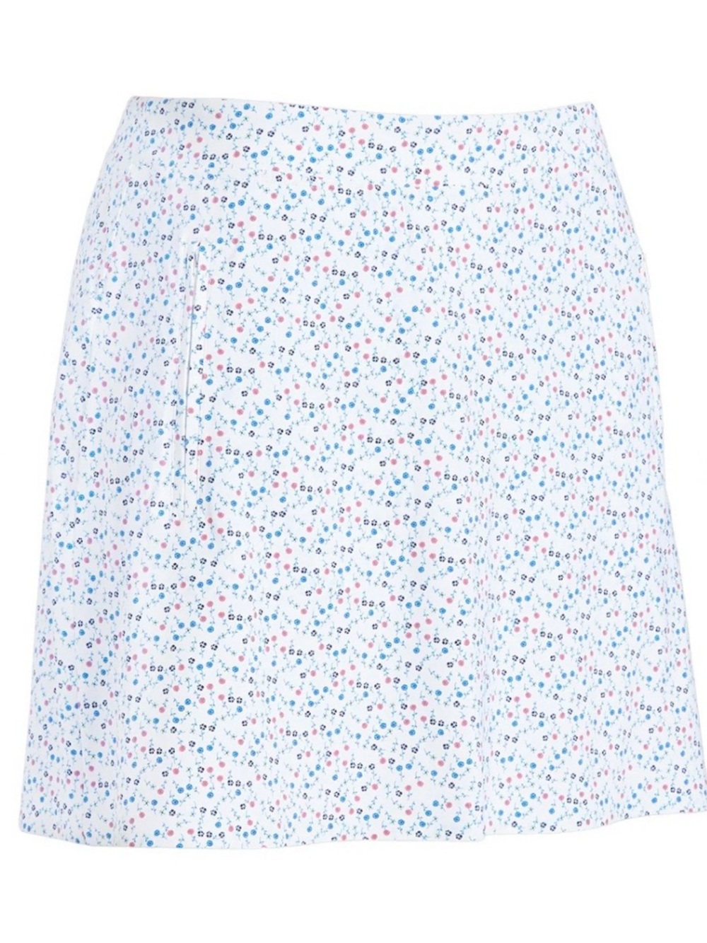 NWOT G/FORE White A-Line Skirt with Blue and Pink Micro Floral Print Size XS